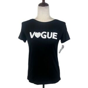 Vogue France Heart Graphic Black T-Shirt Short Sleeve‎ Size Medium